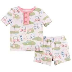 Mud Pie Pink Golf Short and Top Pajama Set